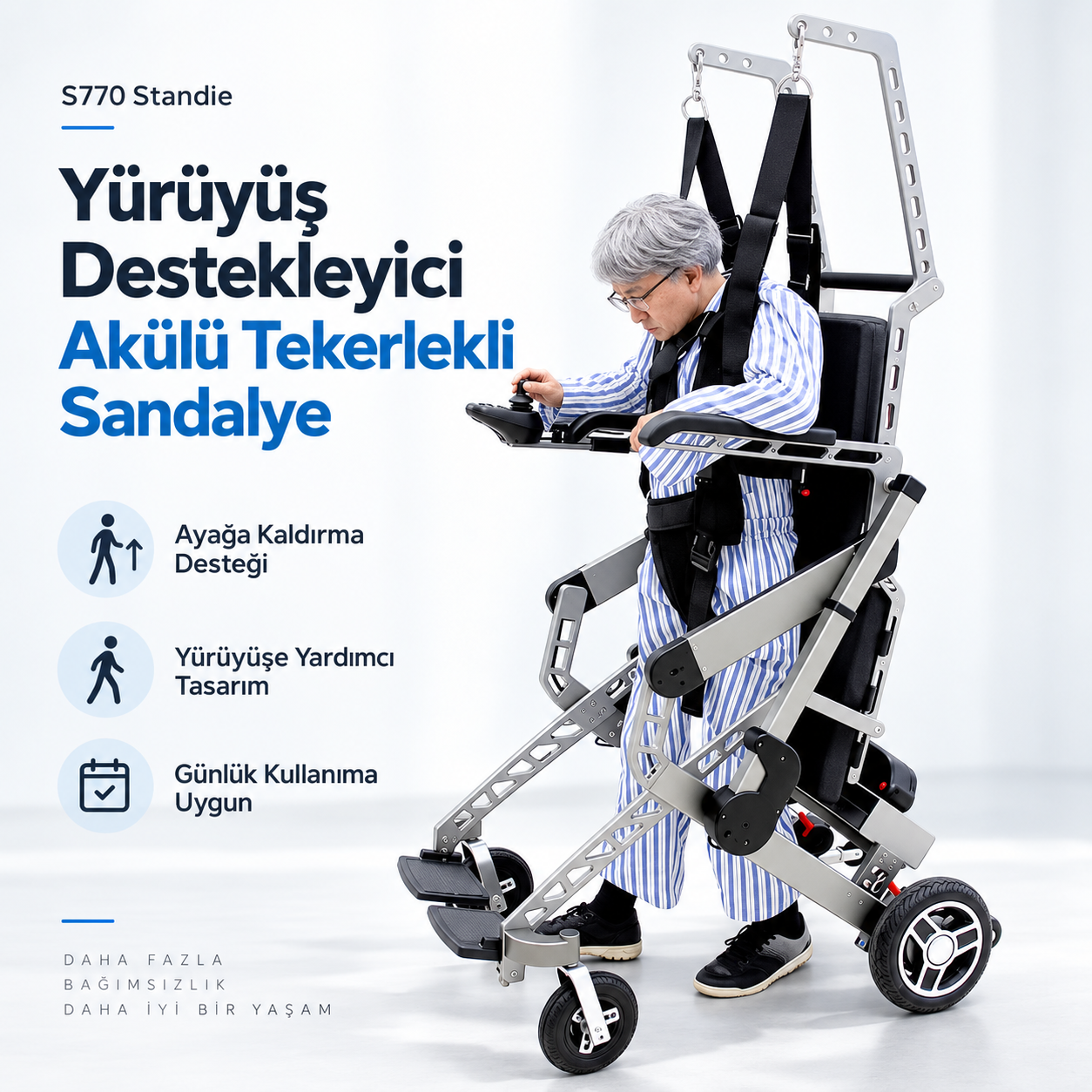 S770 Standie Yürüyüş Destekleyici Akülü Tekerlekli Sandalye